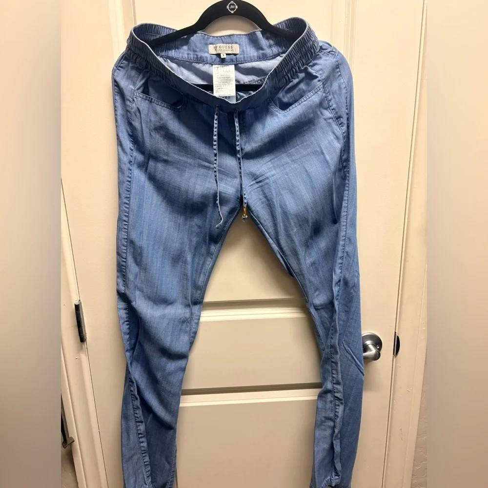 Guess Light Blue Drawstring Jeans - Picture 1 of 2